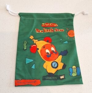 Twinkle Twinkle Wake Up! Sleepyhead! Large Double Sided Drawstring Pouch, New